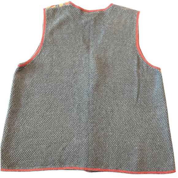 VTG Koret City Blues Embroidered Cotton Blend Vest Sweater Women M Checkered - Picture 6 of 7